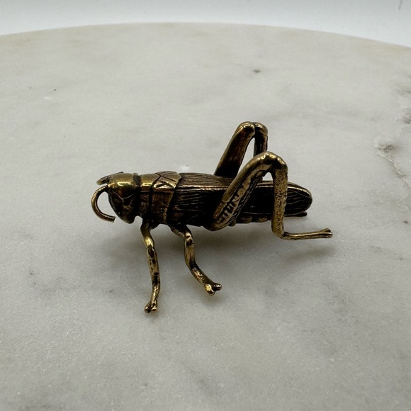 Solid Brass Grasshopper Cricket Vintage-style Sculpture Desk Decor - Picture 9 of 11